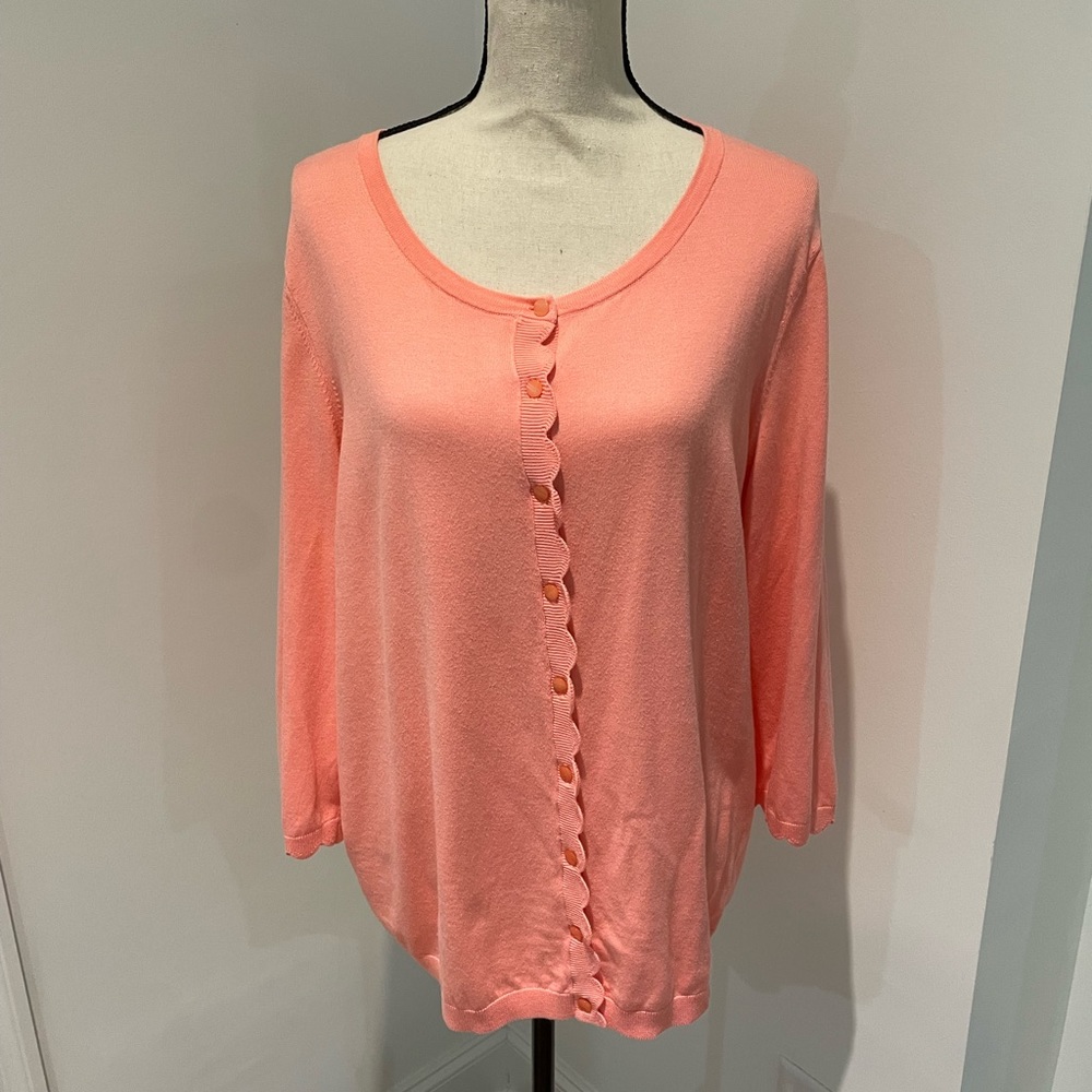 Talbots Peach Shell And Matching Scalloped Trim C… - image 1